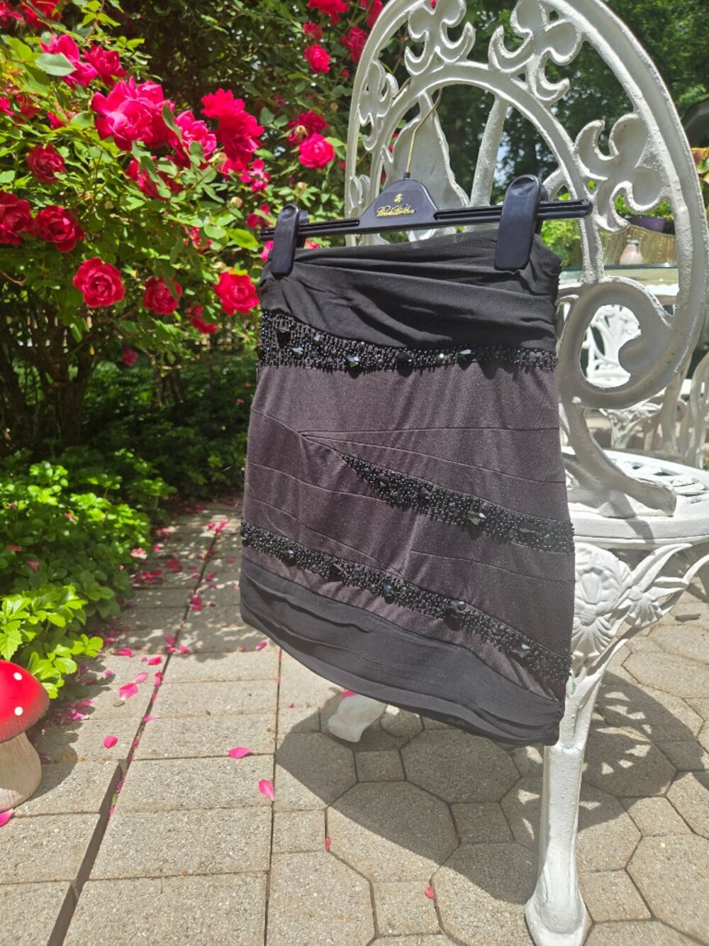 Black Beaded Mini Skirt - Picture 5 of 6